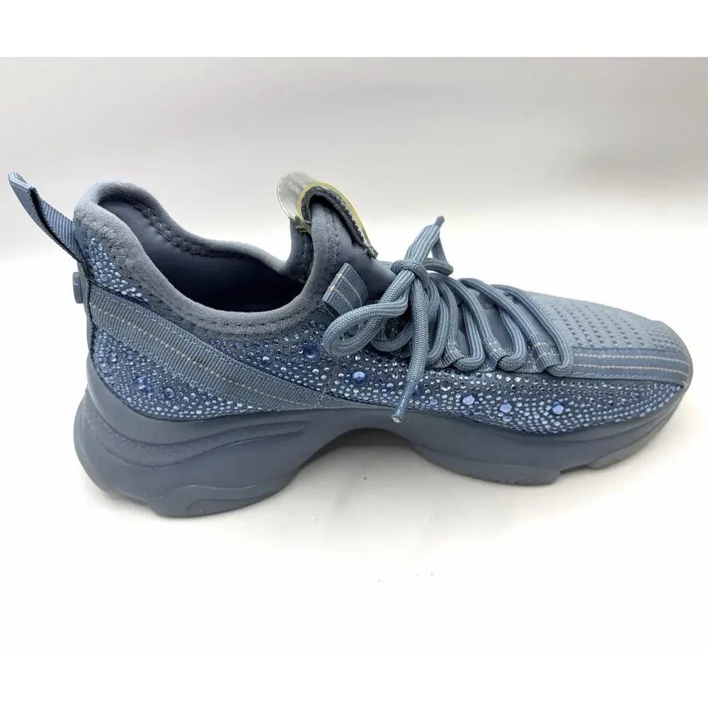 Steve Madden Maxima Blue Rhinestone Knit Sneakers Women’s 8.5 Chunky Trainer - Picture 5 of 11